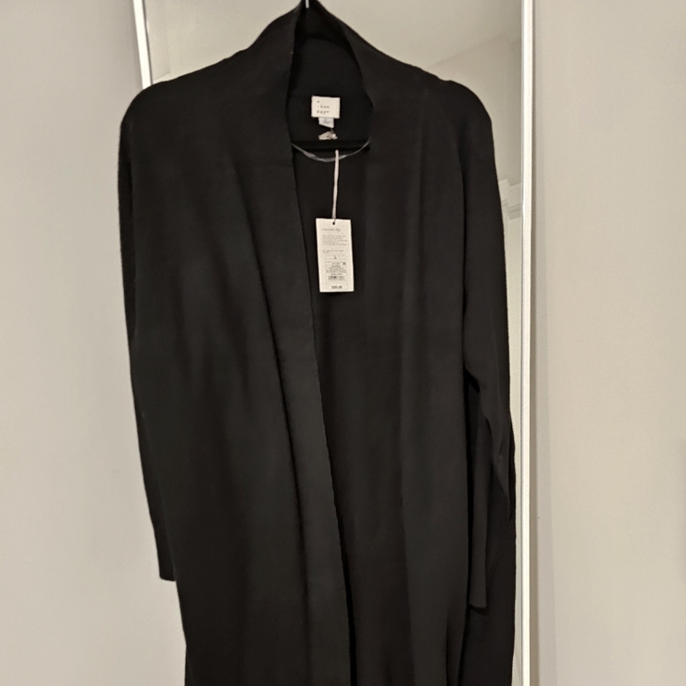 Eileen Fisher Black Open Front Cardigan
